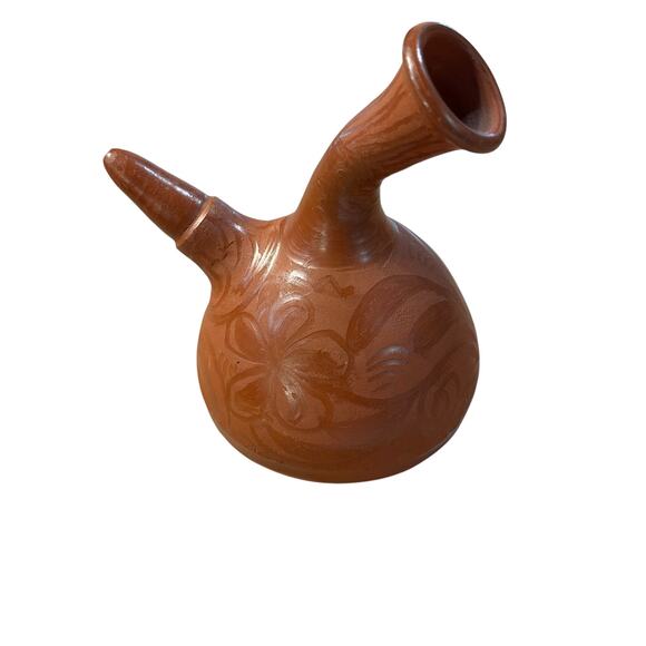 Vintage Terracotta Spanish Clay Botijo Jug Rustic Folk Pottery 7" - Picture 1 of 7